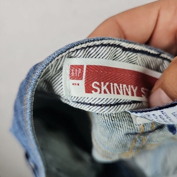 Y2K Gap Skinny Stretch Ankle Jeans Womens 10 Blue Low Rise Denim 2000s Classic - Picture 11 of 12
